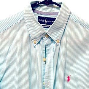 Ralph Lauren polo shirt with mint stripes large